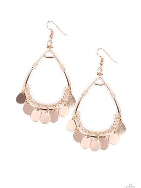 Gold Dangle Teardrop Earrings with Disc Charms - Women Jewelry